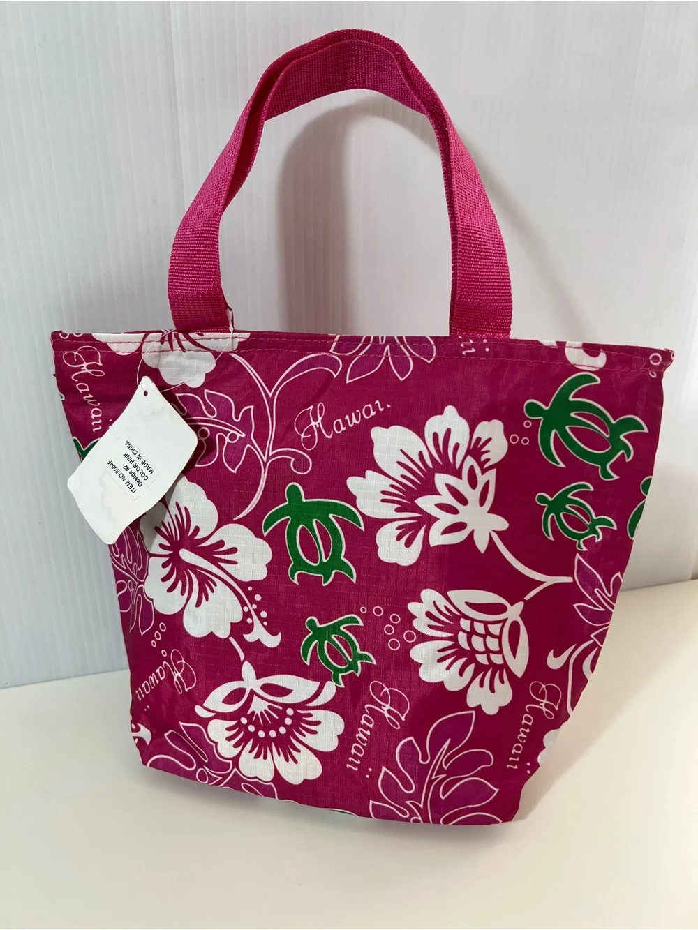 NWT American Travel Hawaii Pink Honu Turtle Floral Tote Bag Zip Pocket